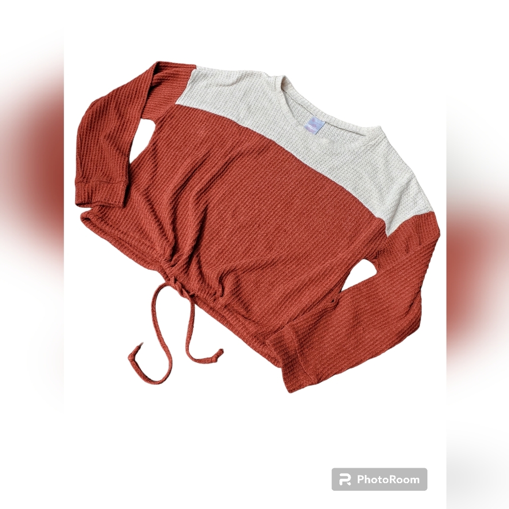 No boundaries long sleeve waffle top